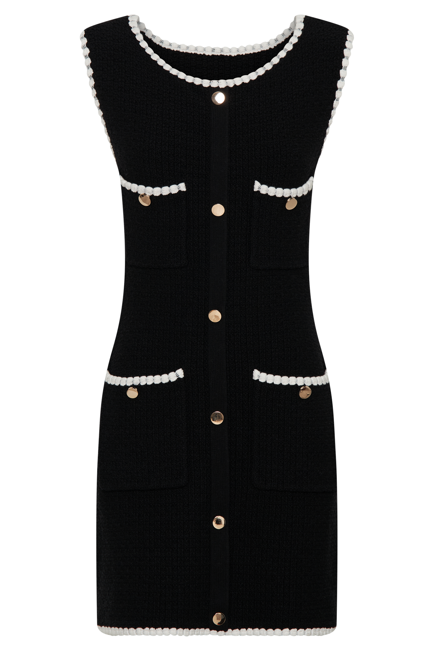 Mia Contrast Knit Mini Dress - Black/White