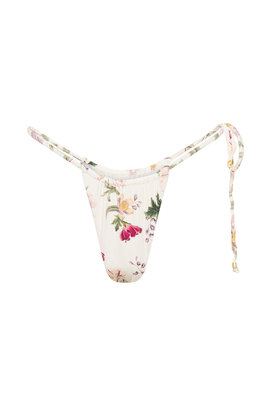 Andie Ruched String Side Bikini Brief - Bella Rosa Print