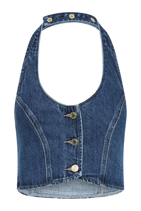 Kieryn Denim Vest - Dark Blue