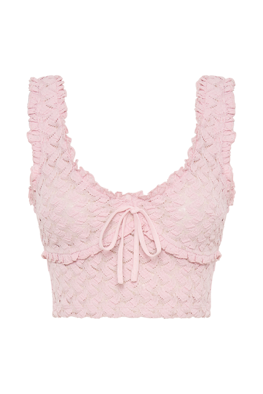 Morgan Mesh And Lace Sleeveless Top - Powder Pink