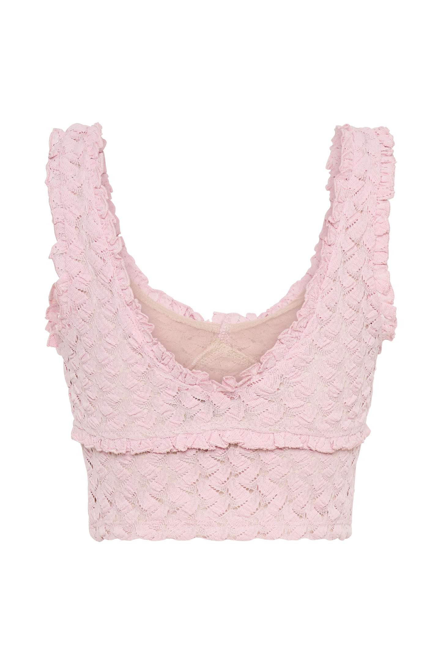 Morgan Mesh And Lace Sleeveless Top - Powder Pink