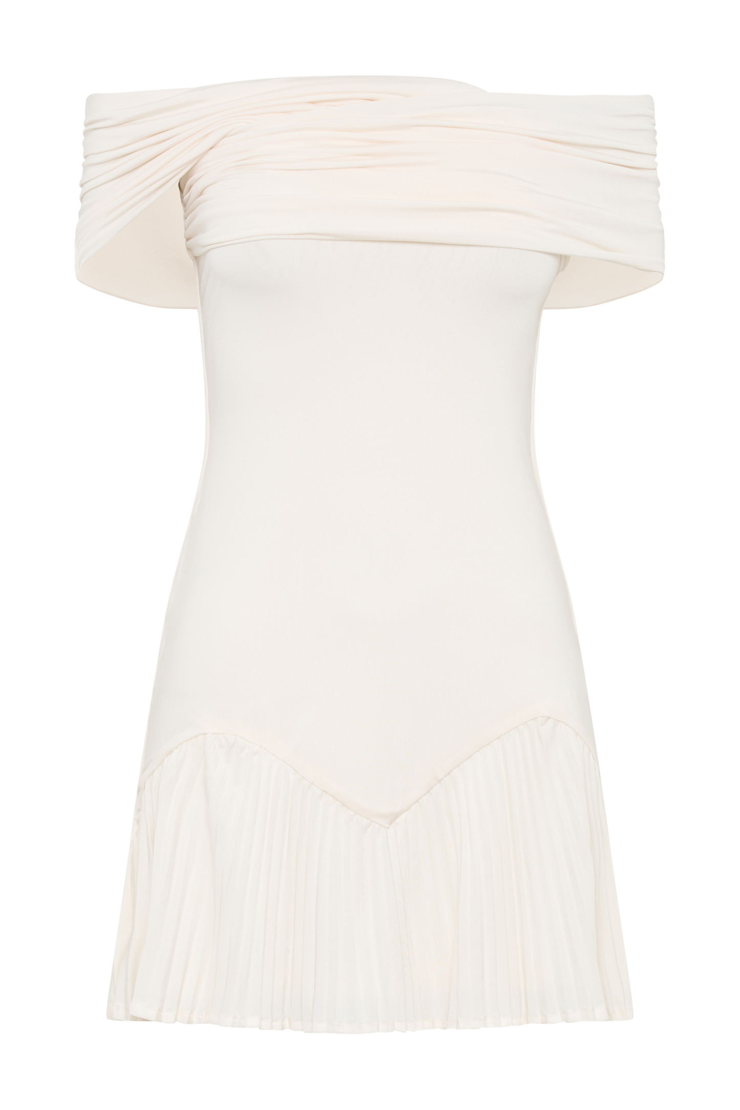 Melina Slinky Off Shoulder Mini Dress - Ivory