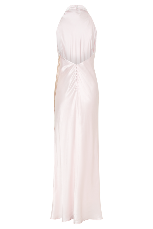 Esther Iridescent Satin Cowl Maxi Dress - Pale Pink