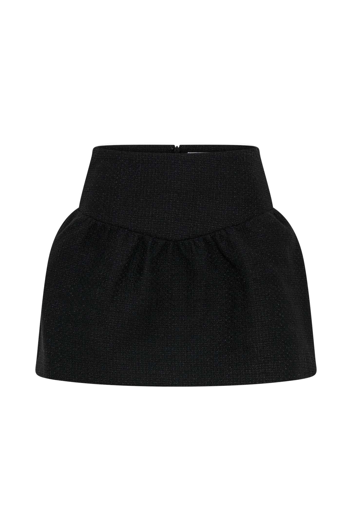 Cyrus Gathered Boucle Mini Skirt - Black