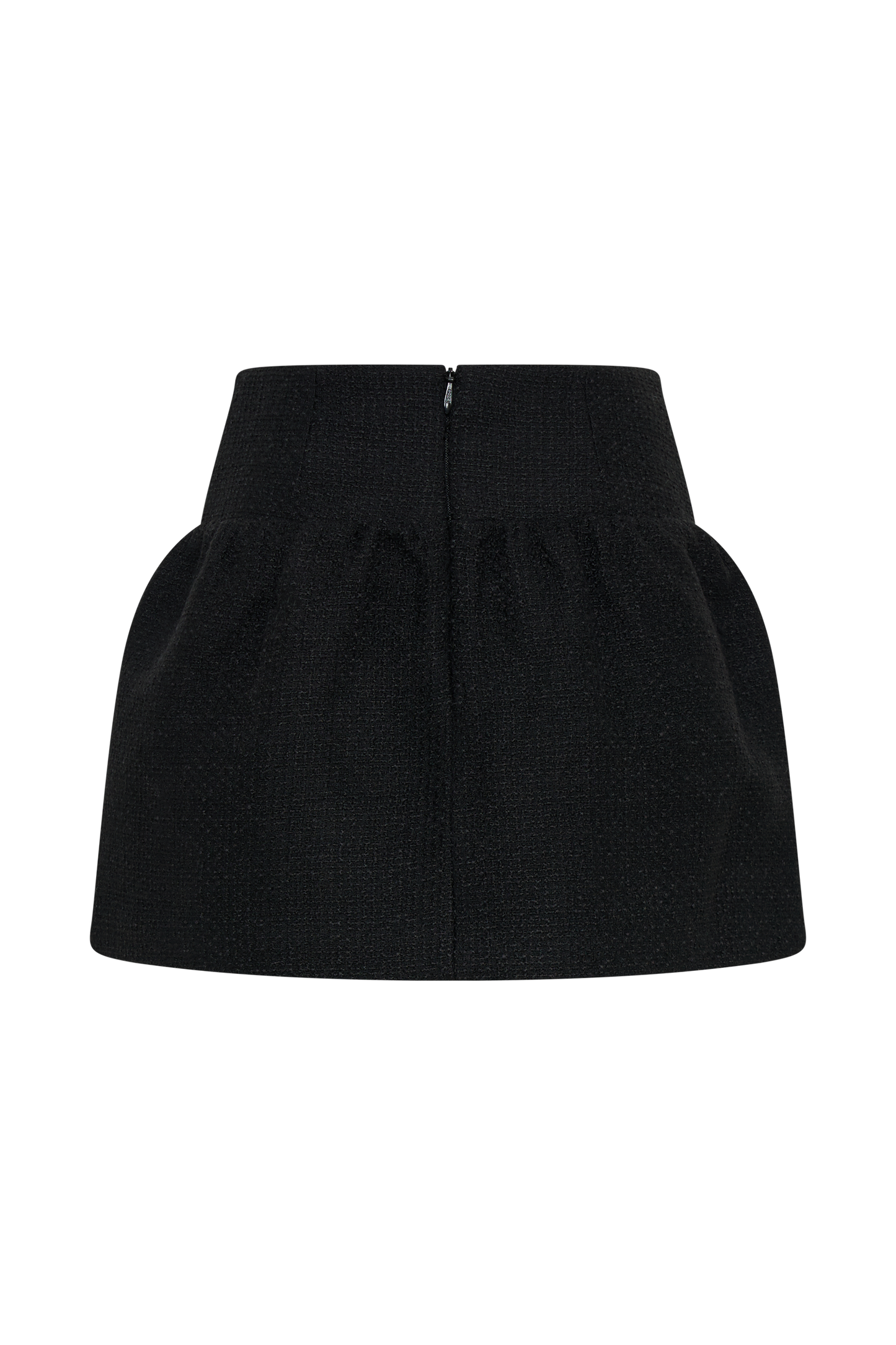 Cyrus Gathered Boucle Mini Skirt - Black