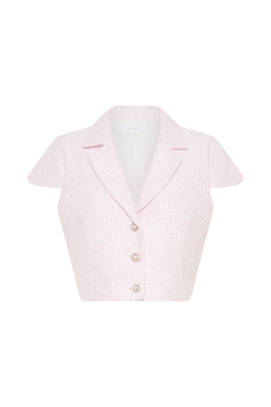 Mercer Tweed Top - Fairy Floss Pink