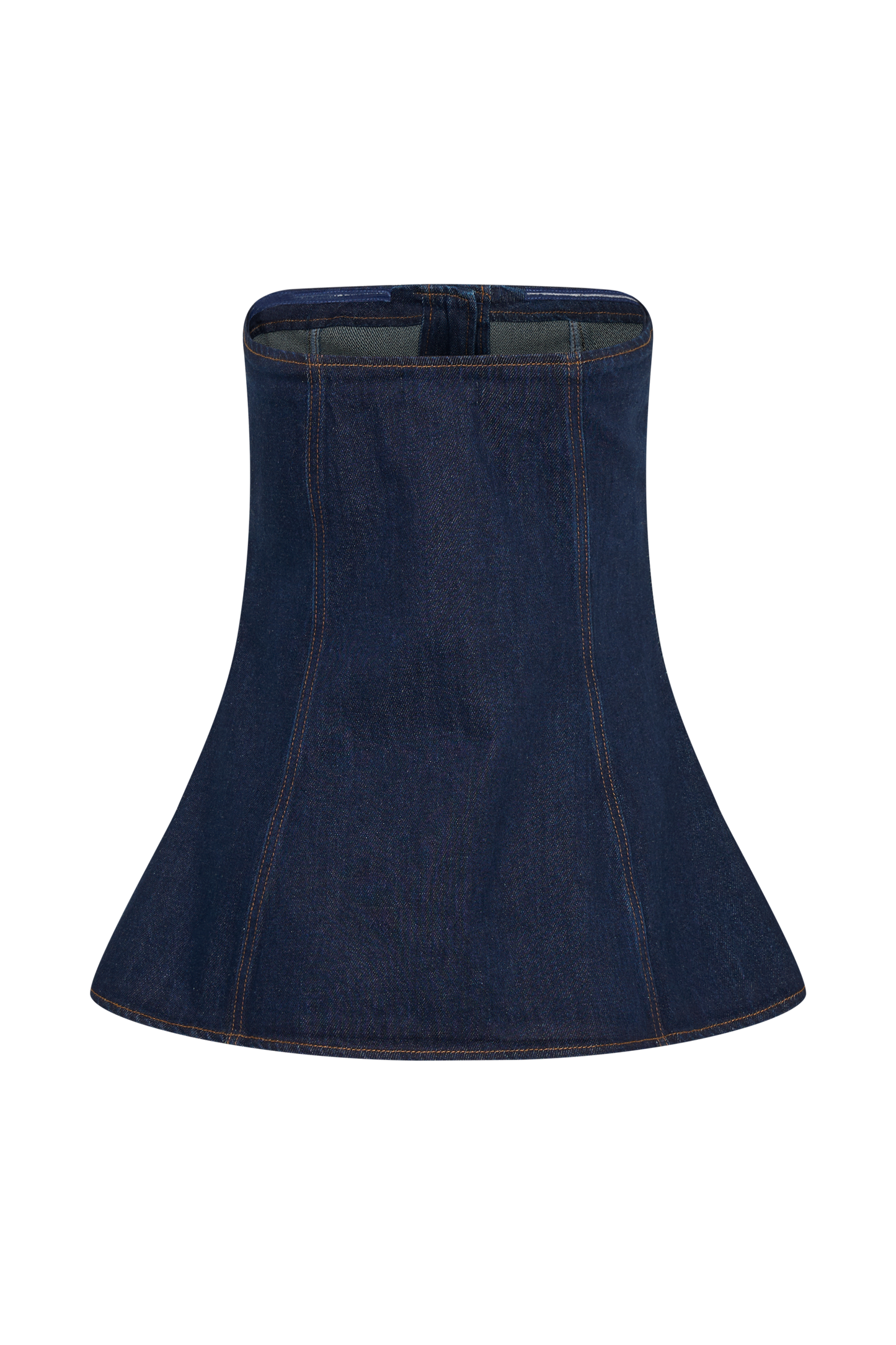 Lennox Strapless Long Line Button Top - Indigo Blue