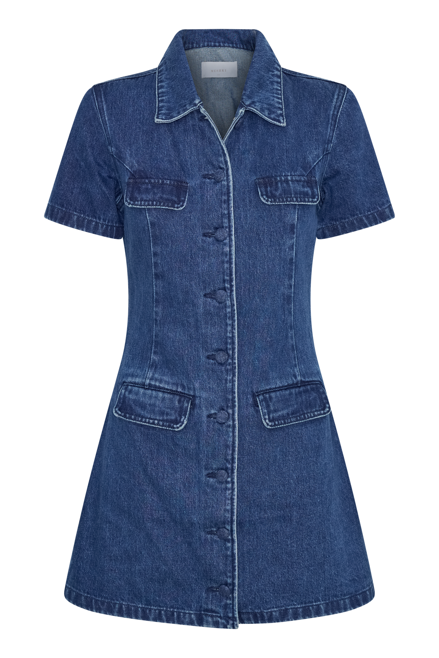 Leighton Denim Button Down Mini Dress - Dark Blue