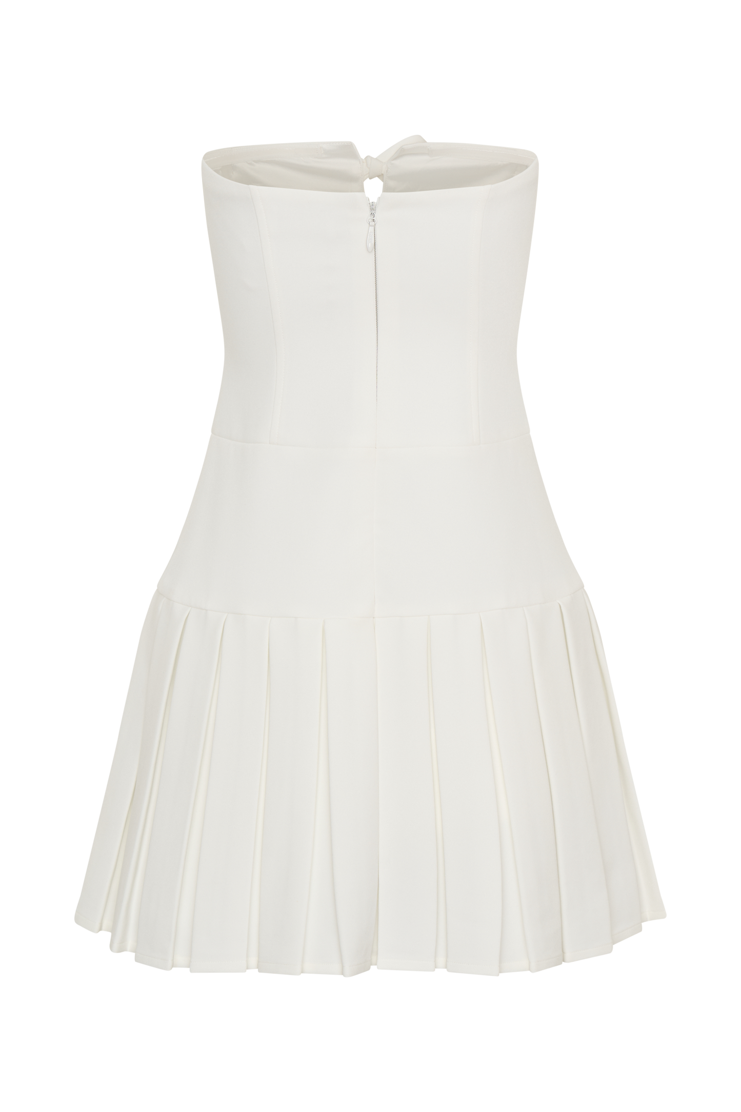 Naya Pleated Mini Dress With Ties - White