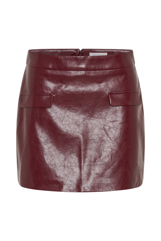 Coralia Faux Leather Bubble Mini Skirt - Cherry Red