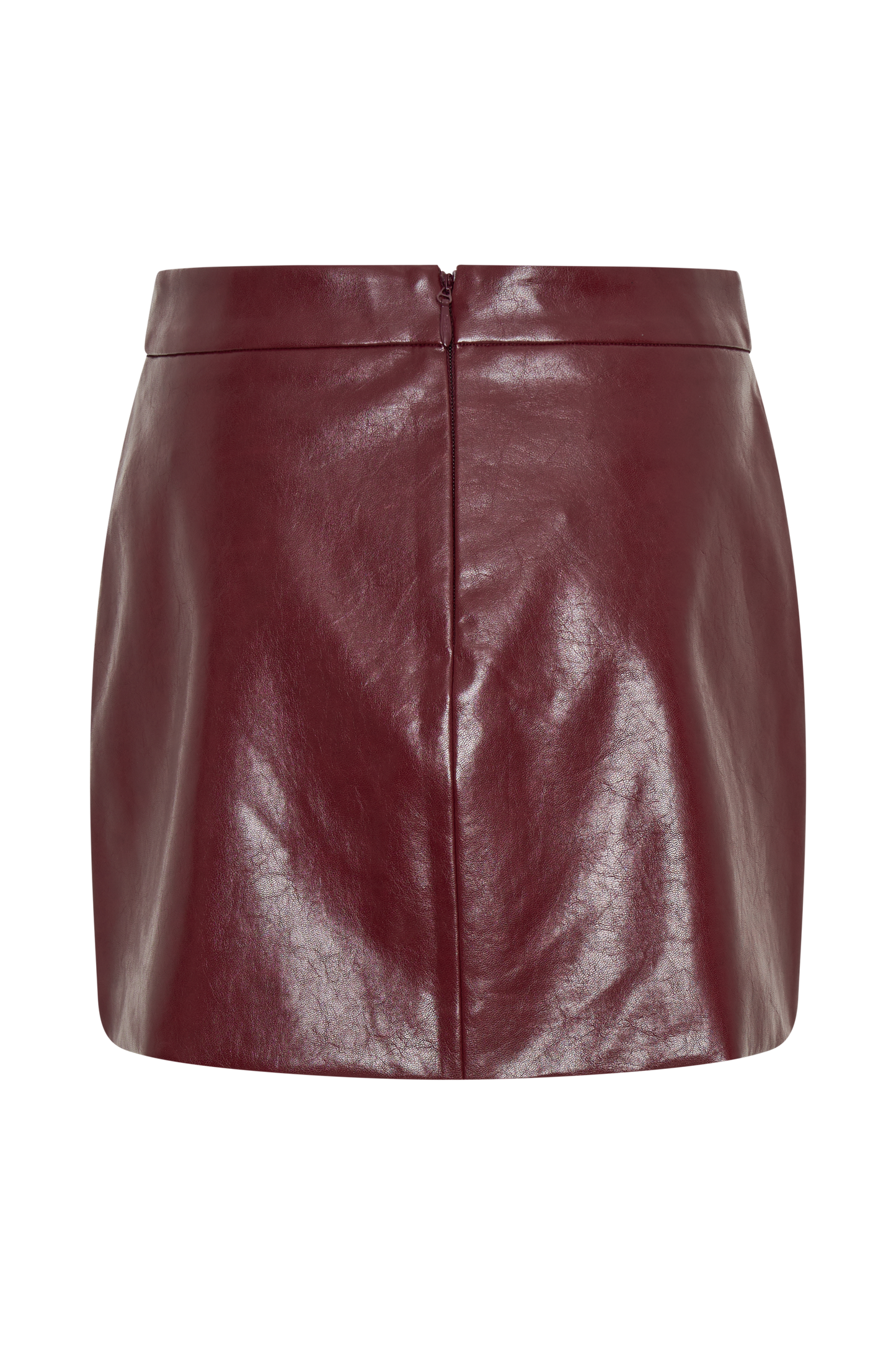 Coralia Faux Leather Bubble Mini Skirt - Cherry Red