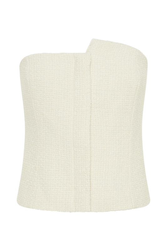 Parker Boucle Strapless Asymmetric Top - Ivory