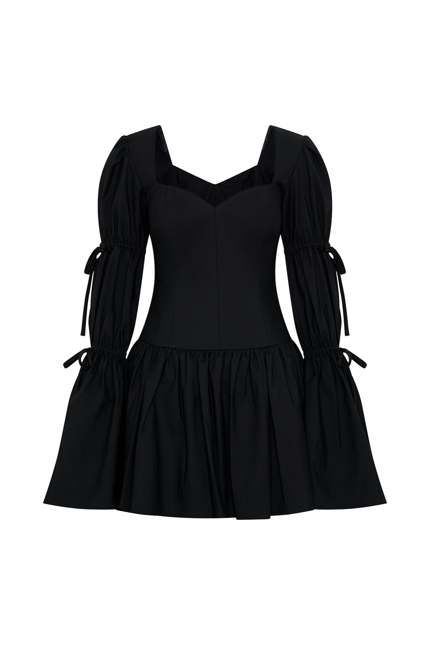 Raine Long Sleeve Cotton Mini Dress - Black