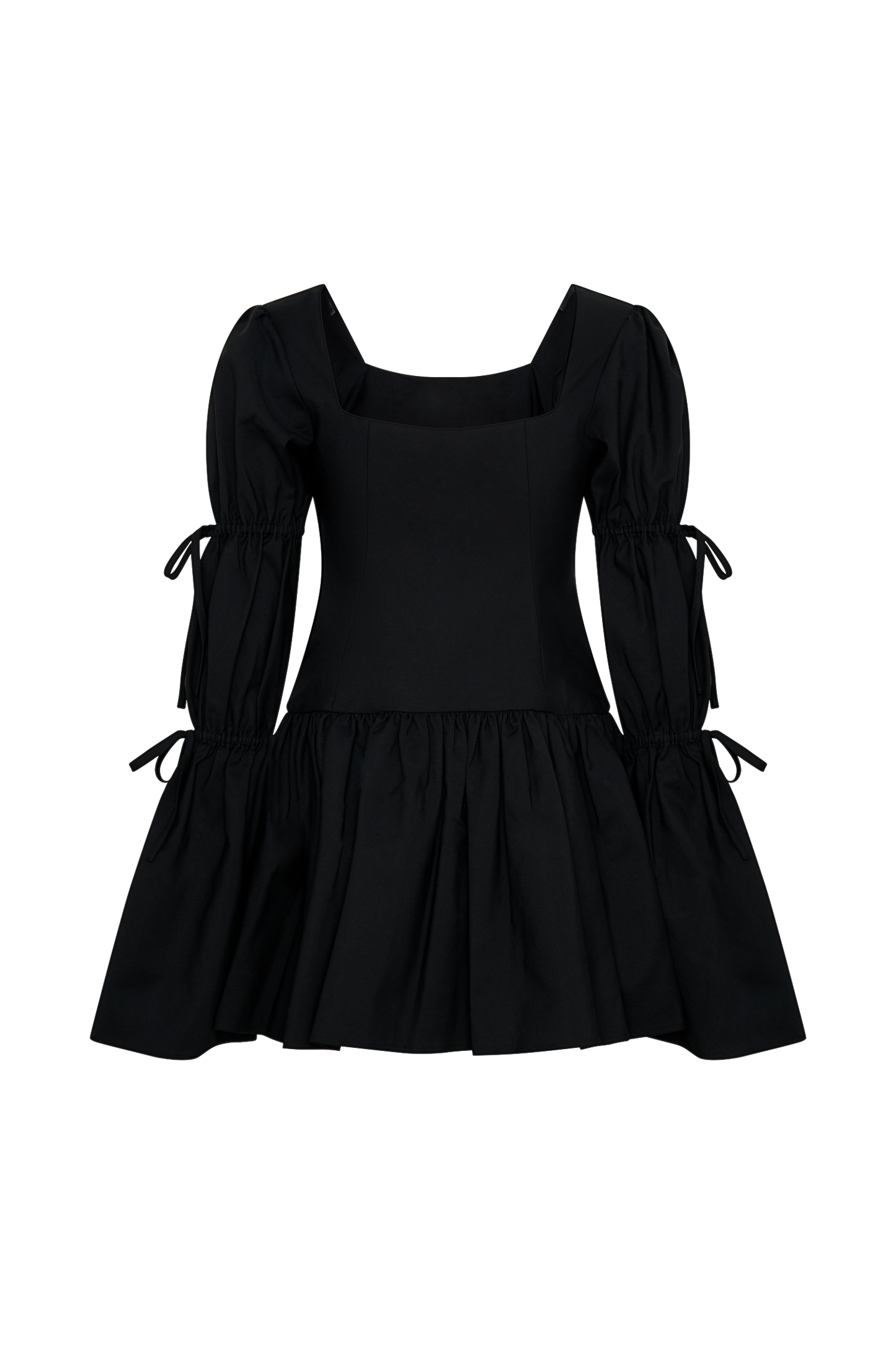 Raine Long Sleeve Cotton Mini Dress - Black