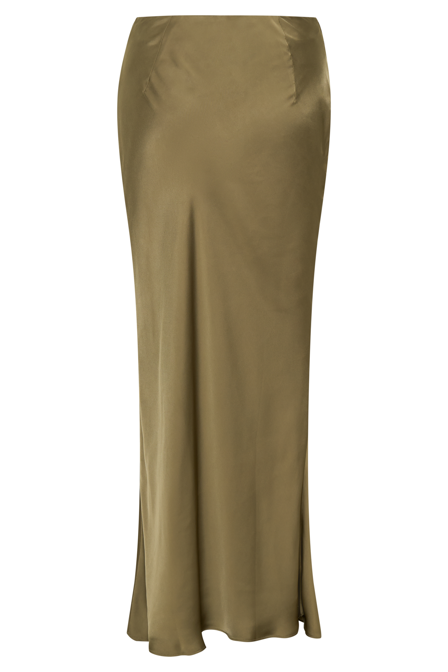 Nicola Satin Asymmetric Maxi Skirt - Basil