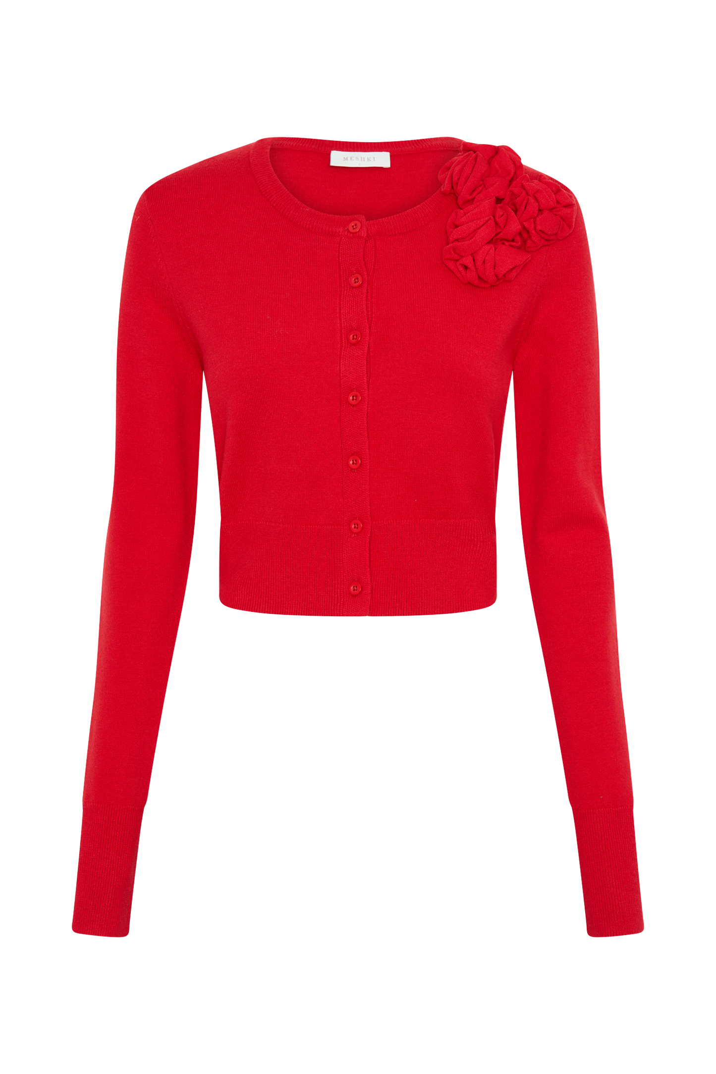 Gianna Knit Cardigan With Flowers - Red