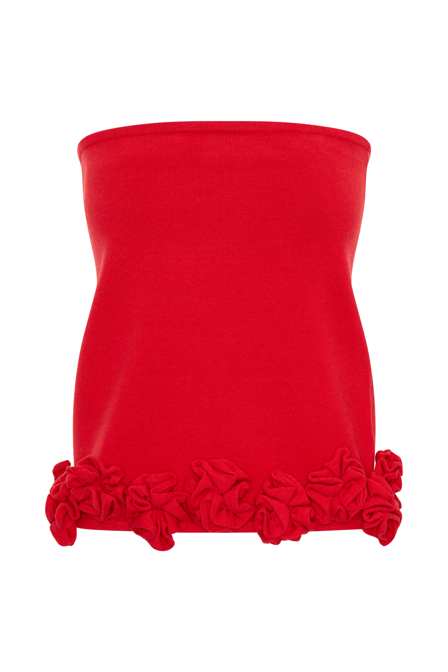 Gianna Knit Mini Skirt With Flowers - Red