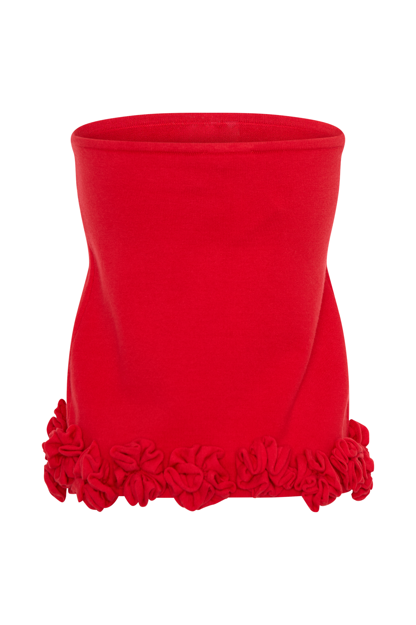 Gianna Knit Mini Skirt With Flowers - Red