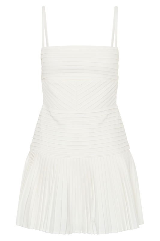 Rylee Multi Pleat Mini Dress - White