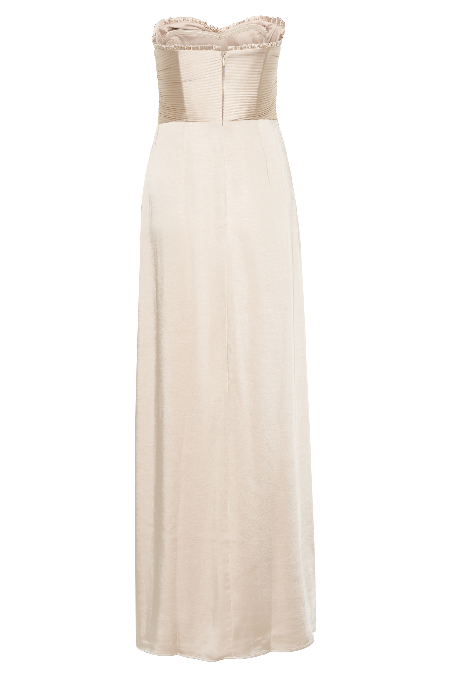 Larissa Satin Maxi Dress With Ruched Petals - Champagne