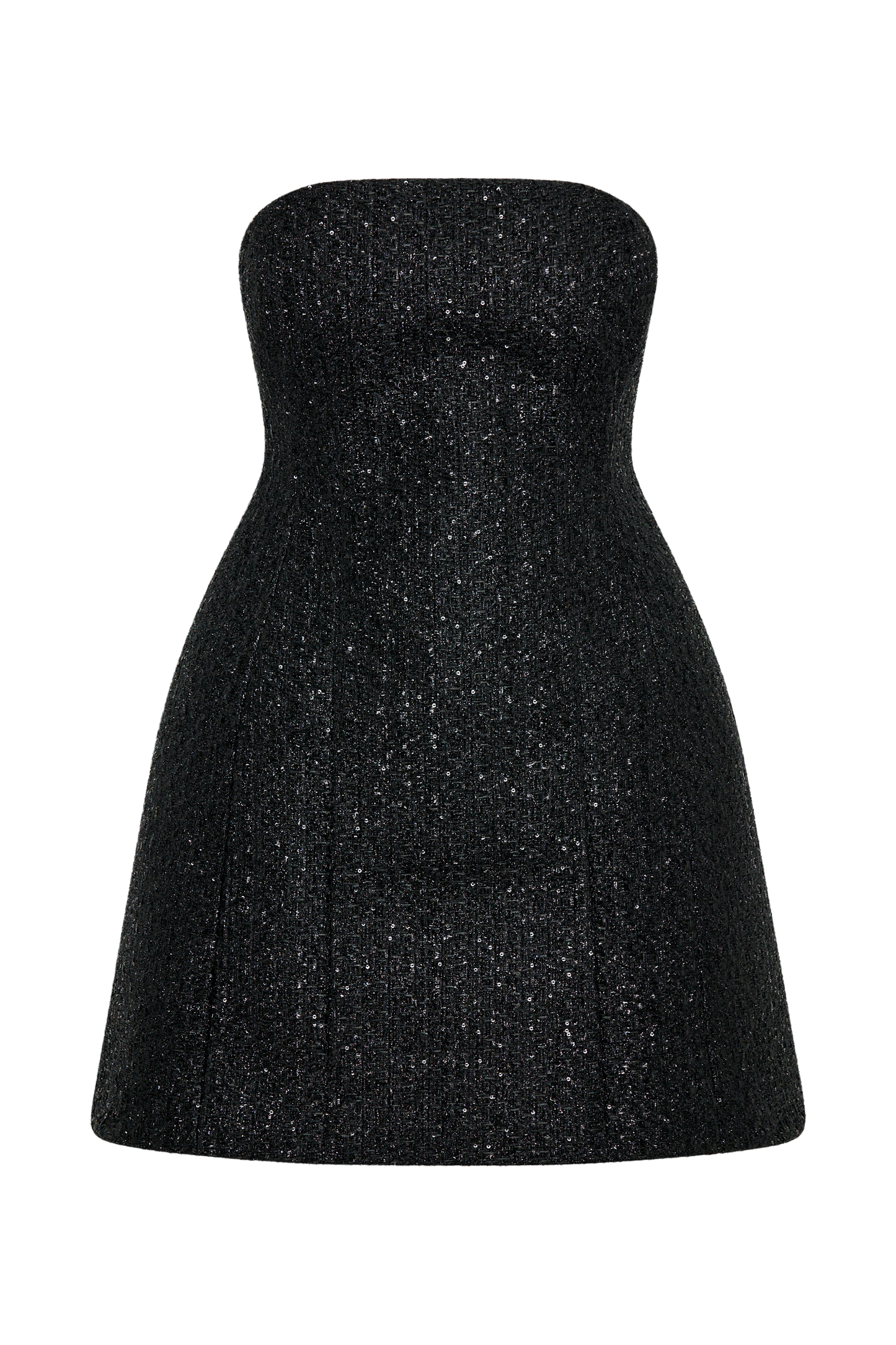 Gala Strapless Tweed Mini Dress - Black