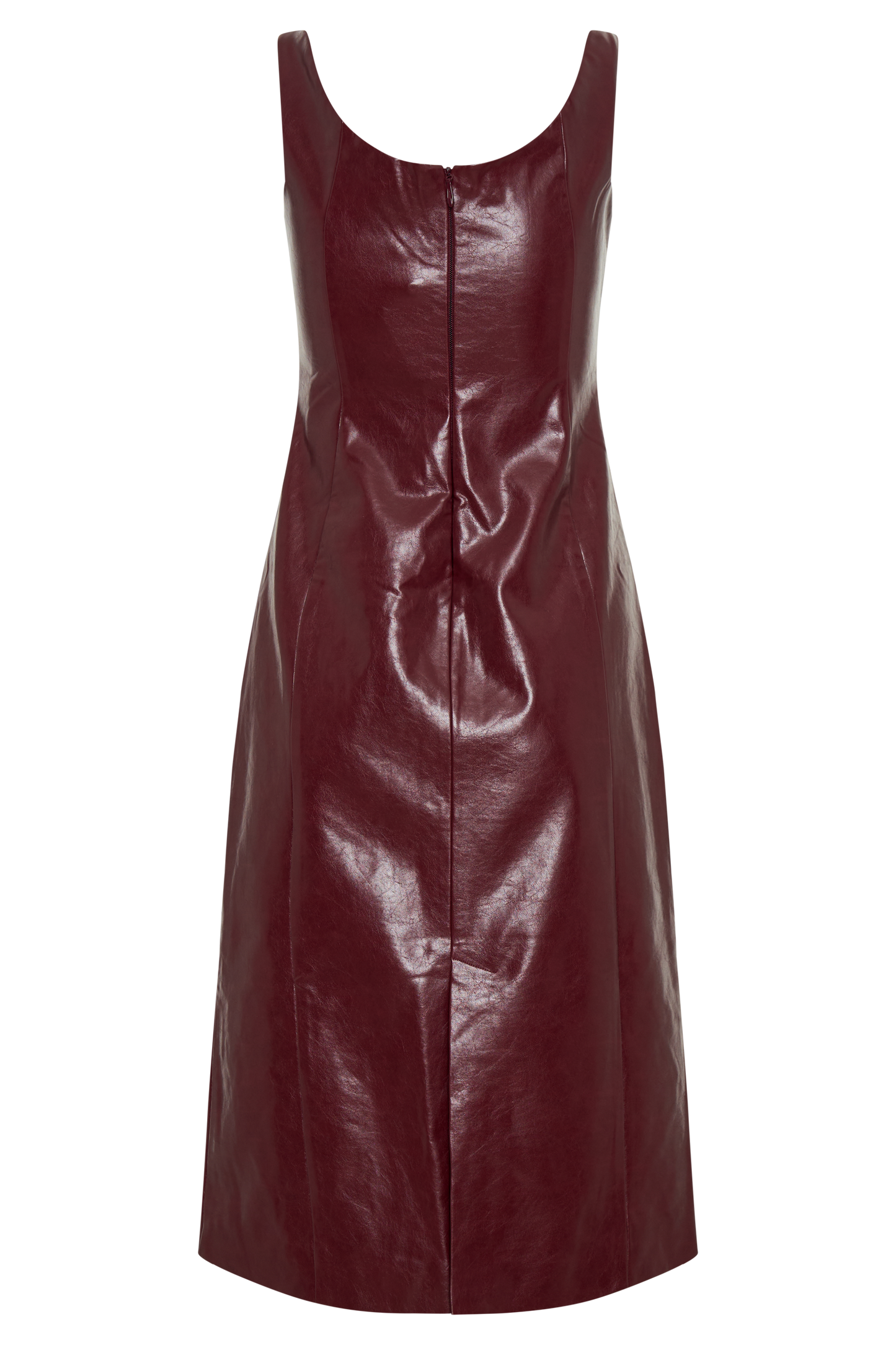 Sonia Faux Leather Midi Dress - Cherry Red