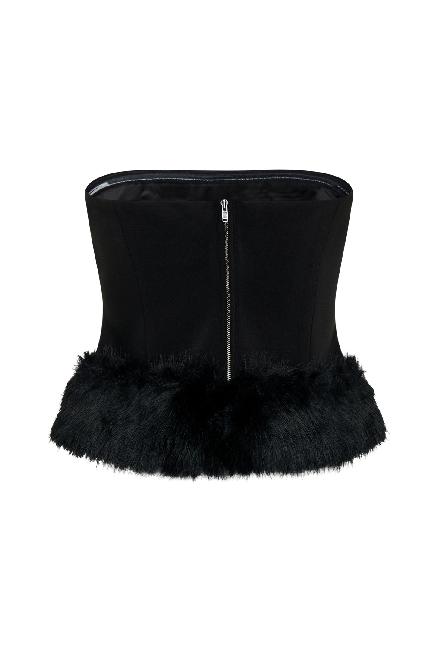 Jacklyn Strapless Faux Fur Top - Black