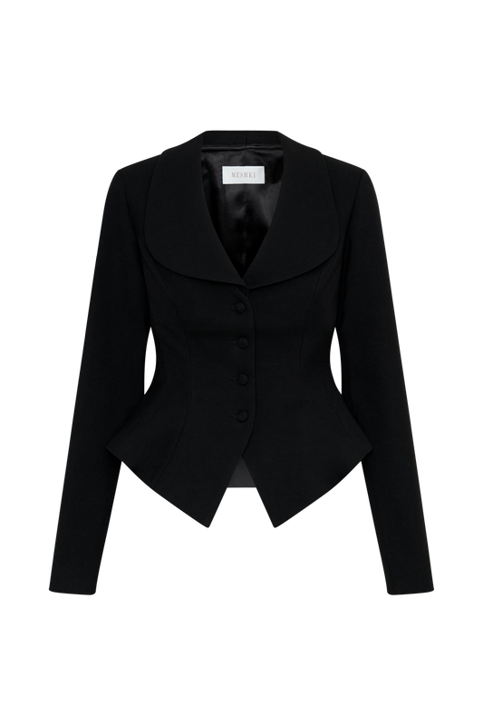 Gracia Suiting Long Sleeve Blazer - Black