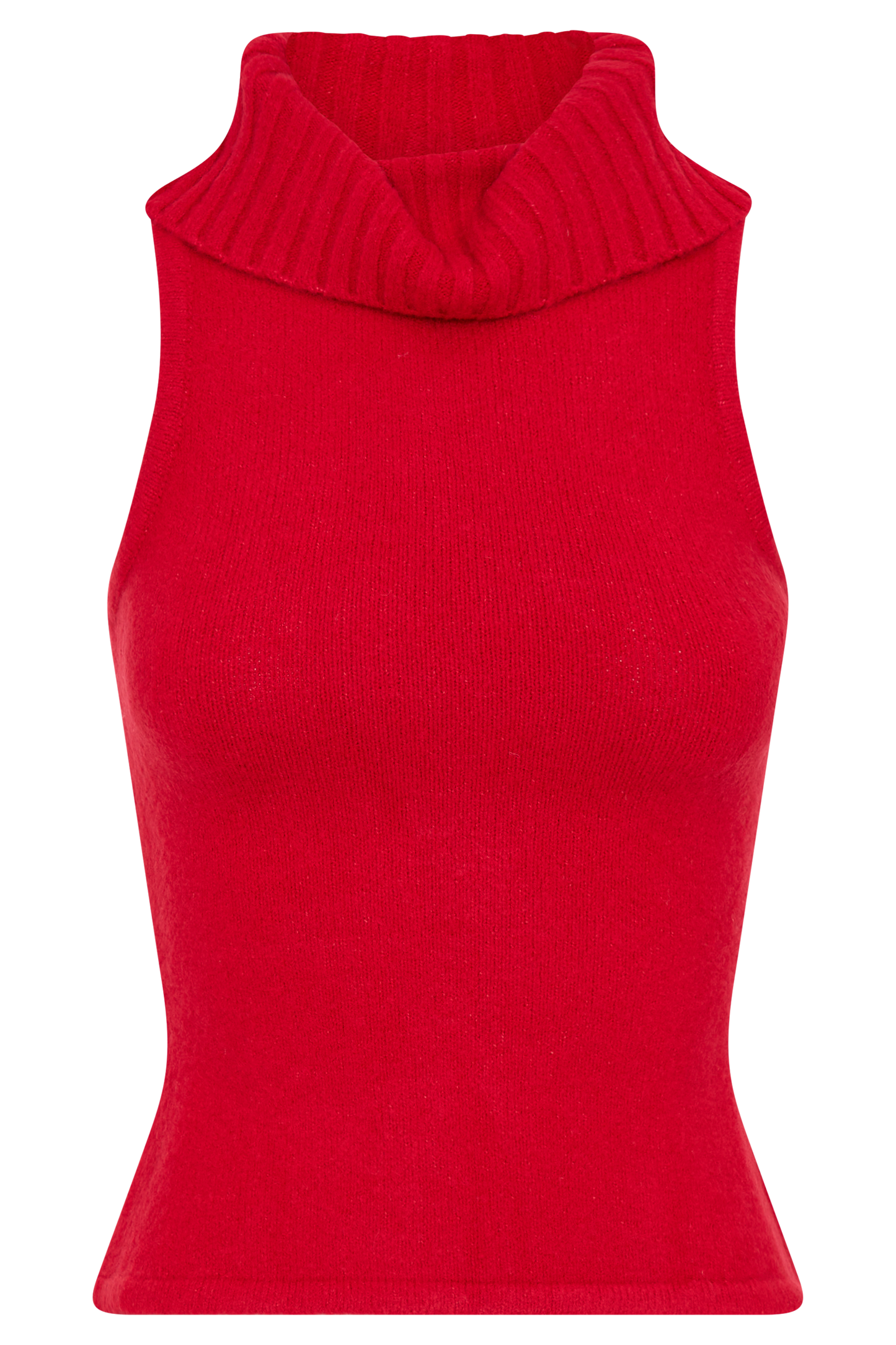 Elise Roll Neck Knit Top - Red