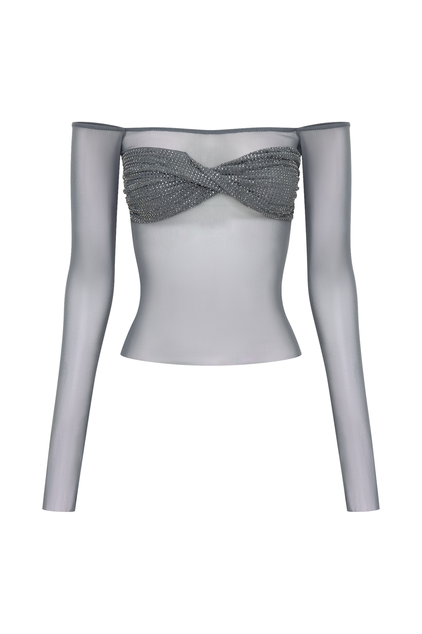 Garcelle Diamante Off Shoulder Top - Gunmetal