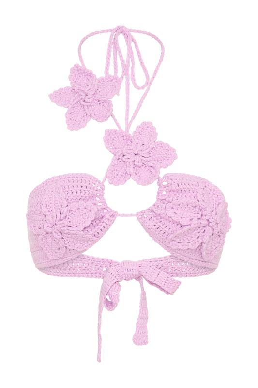 River Floral Crochet Bikini Top - Lilac