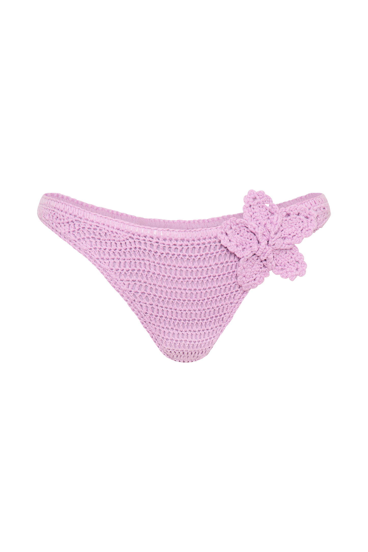 Skye Floral Crochet Tie Up Bikini Bottom - Lilac