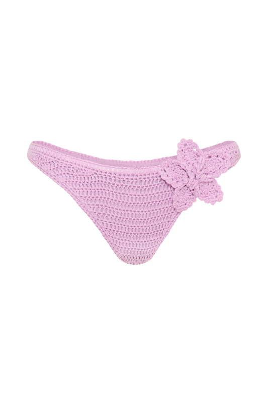 Skye Floral Crochet Tie Up Bikini Bottom - Lilac