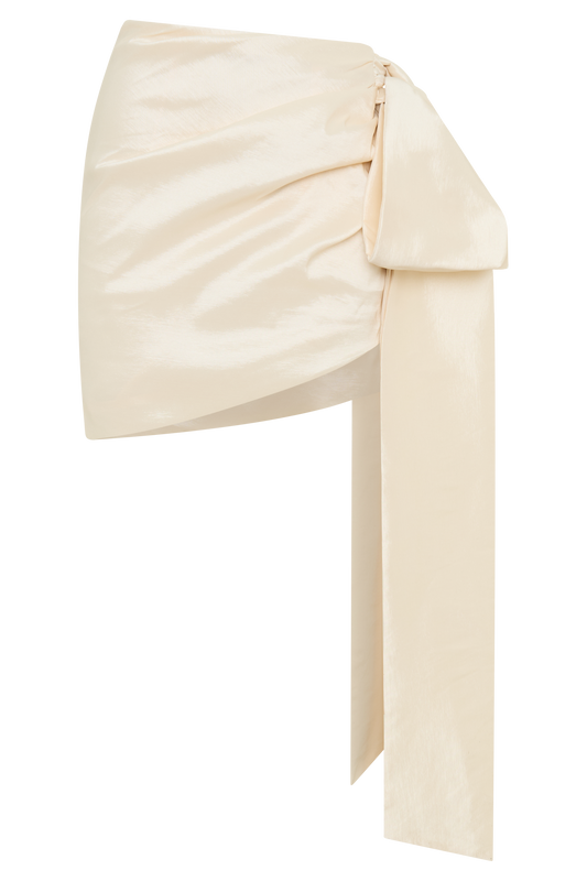 Becca Taffeta Mini Skirt With Tie - Ivory