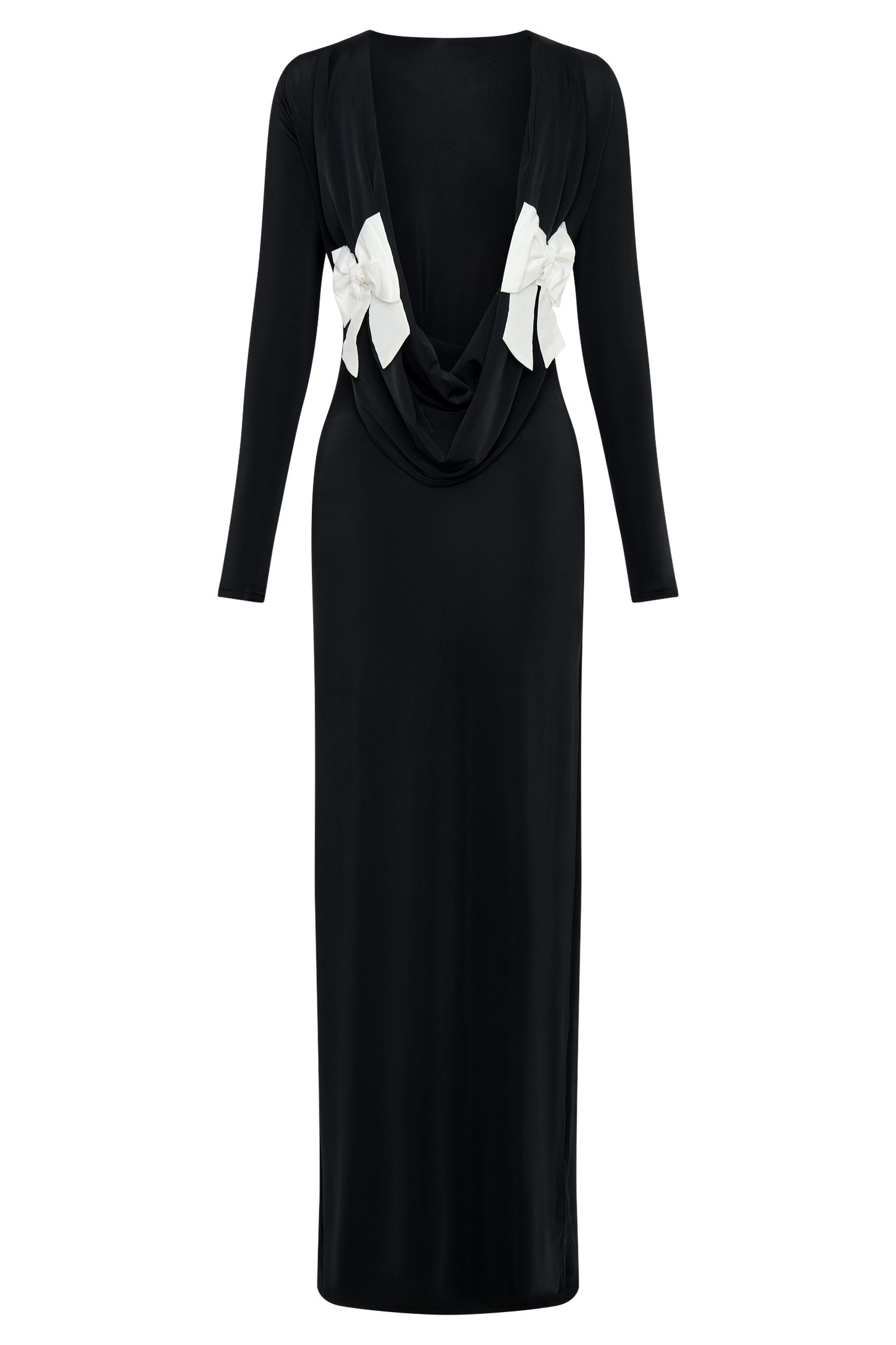 Bennett Slinky Long Sleeve Maxi Dress - Black/White