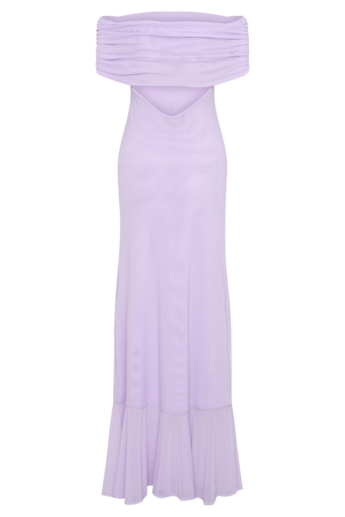 Audrey Off Shoulder Mesh Maxi Dress - Lilac