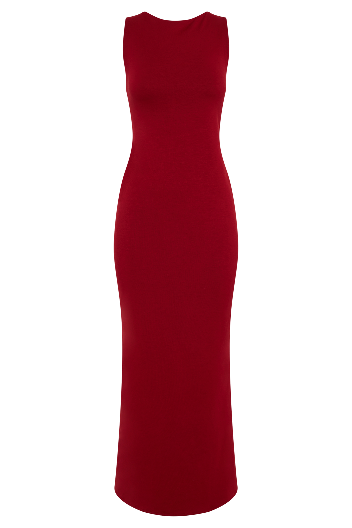 Catelyn Asymmetrical Scuba Jersey Midi Dress - Ruby