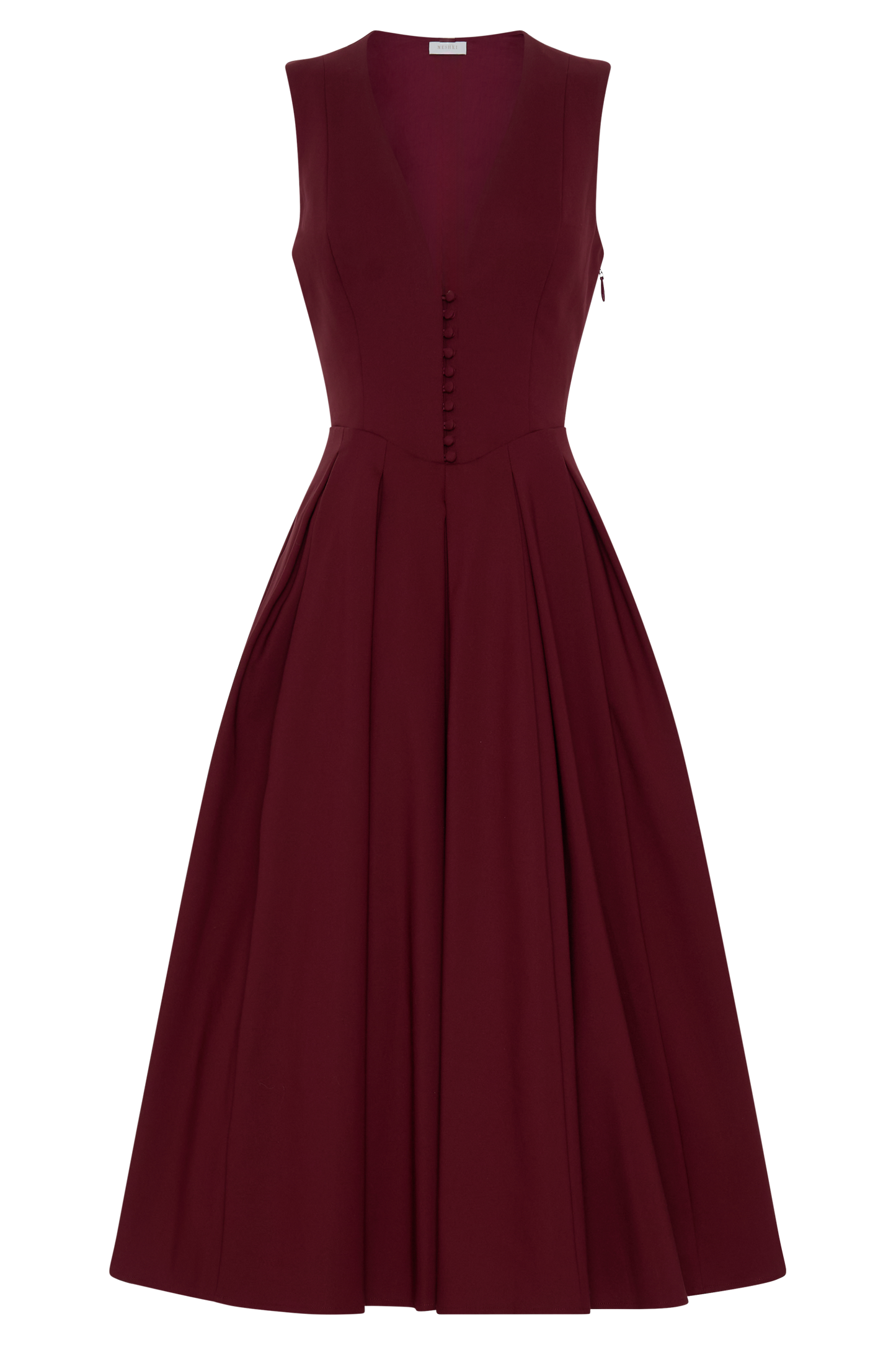 Keely Cotton Sleeveless Midi Dress - Wine