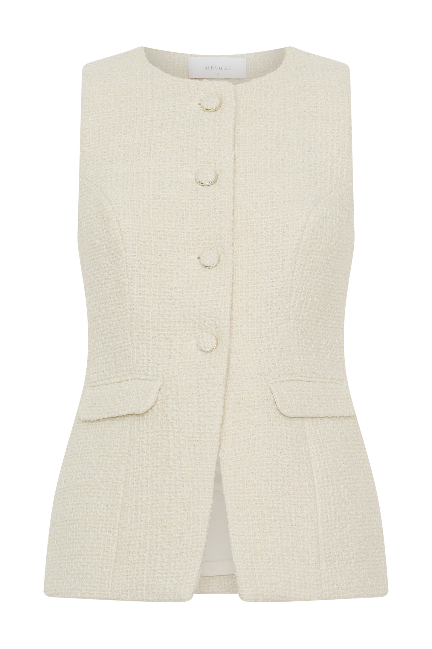 Camilla Boucle Sleeveless Vest - Ivory