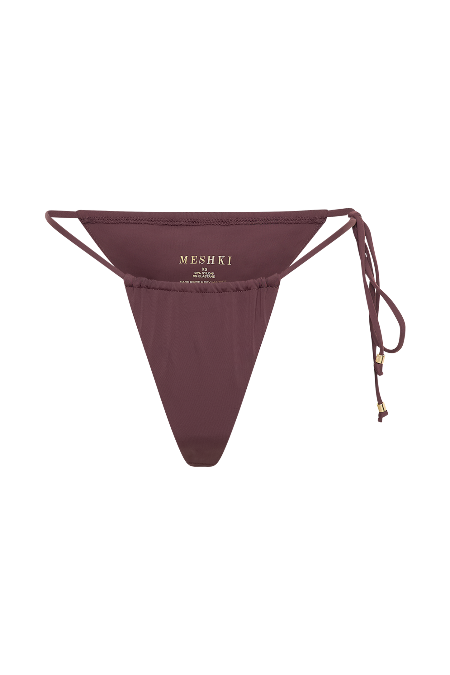 Andie Ruched String Side Bikini Brief - Chocolate