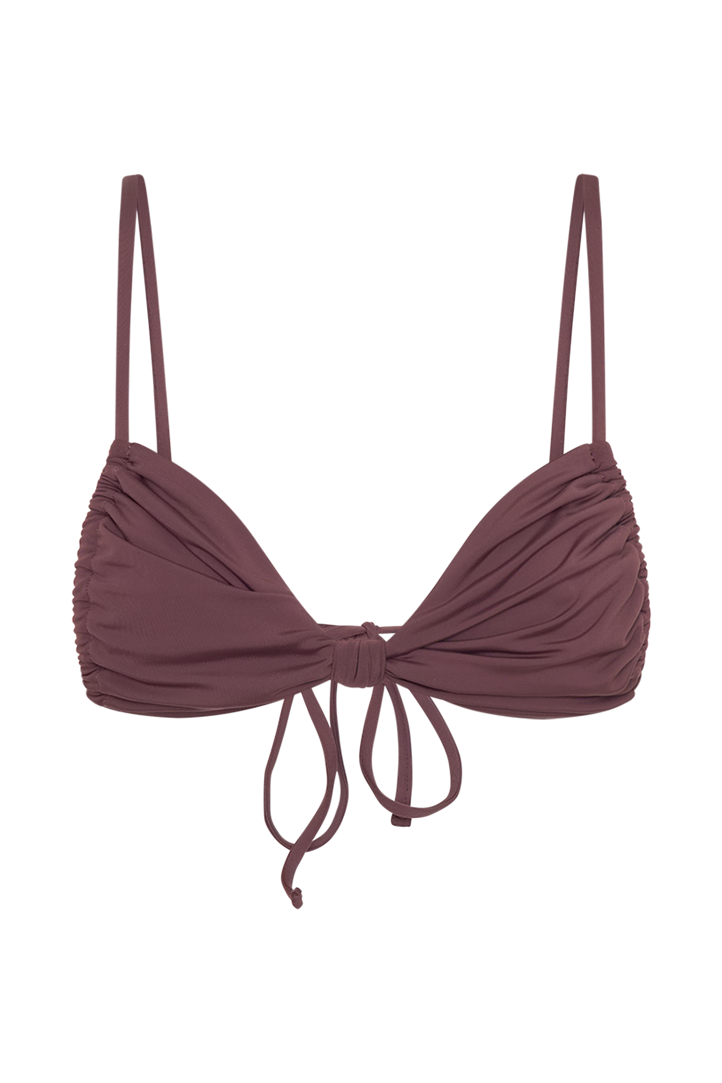 Rosmunda Ruched Bikini Top - Chocolate