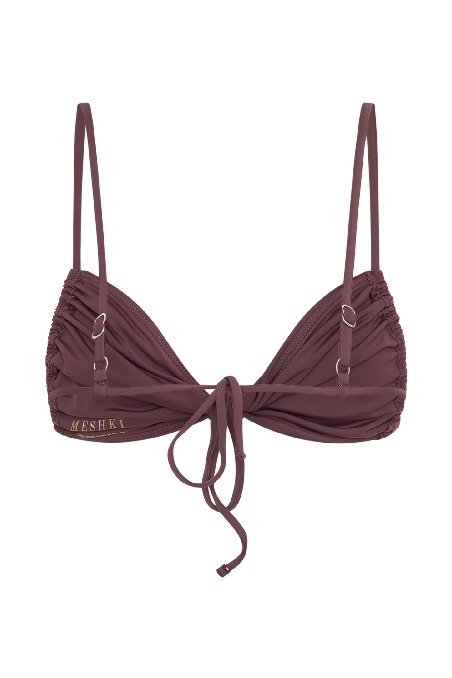 Rosmunda Ruched Bikini Top - Chocolate