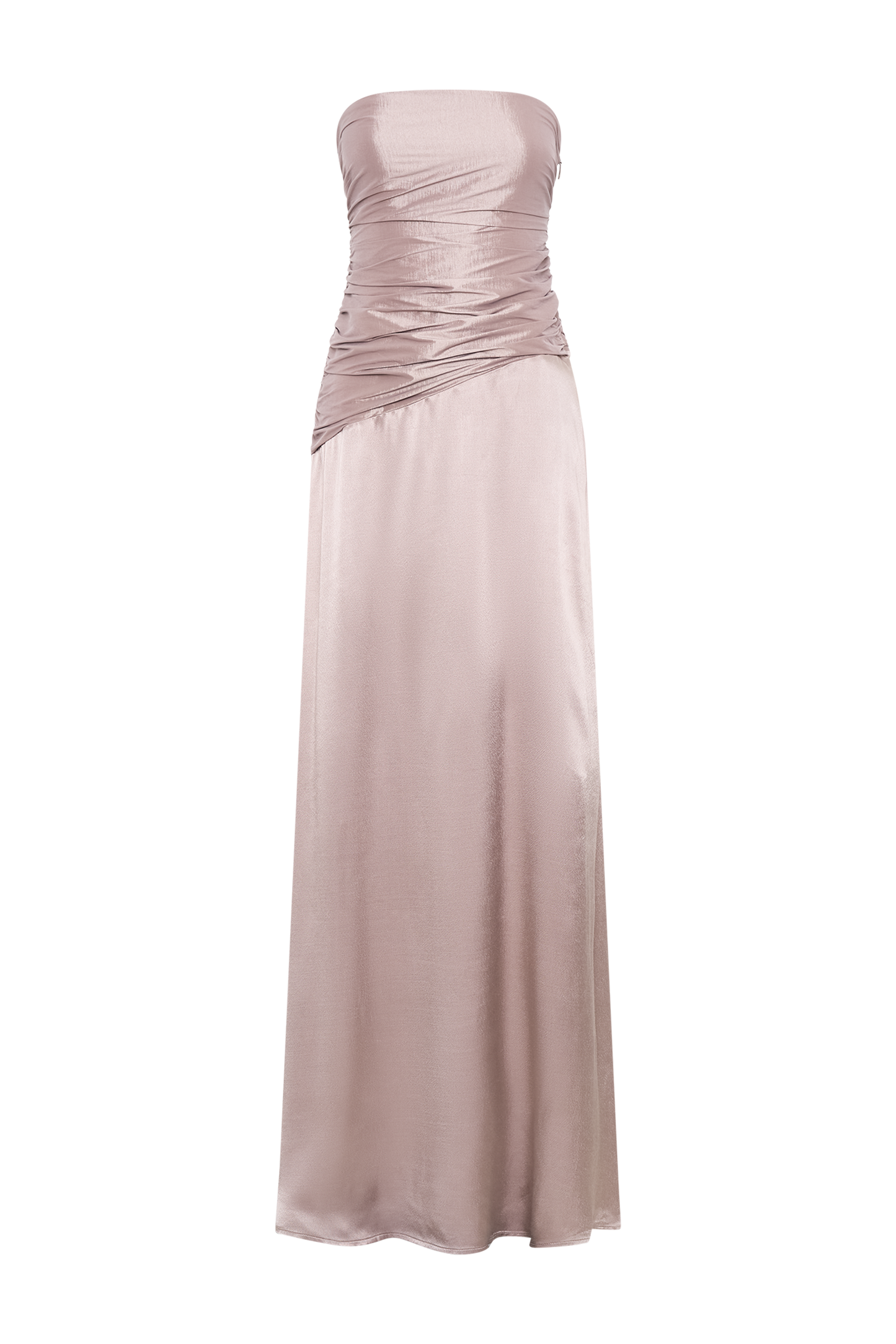 Serena Strapless Taffeta Maxi Dress - Bronze Taupe