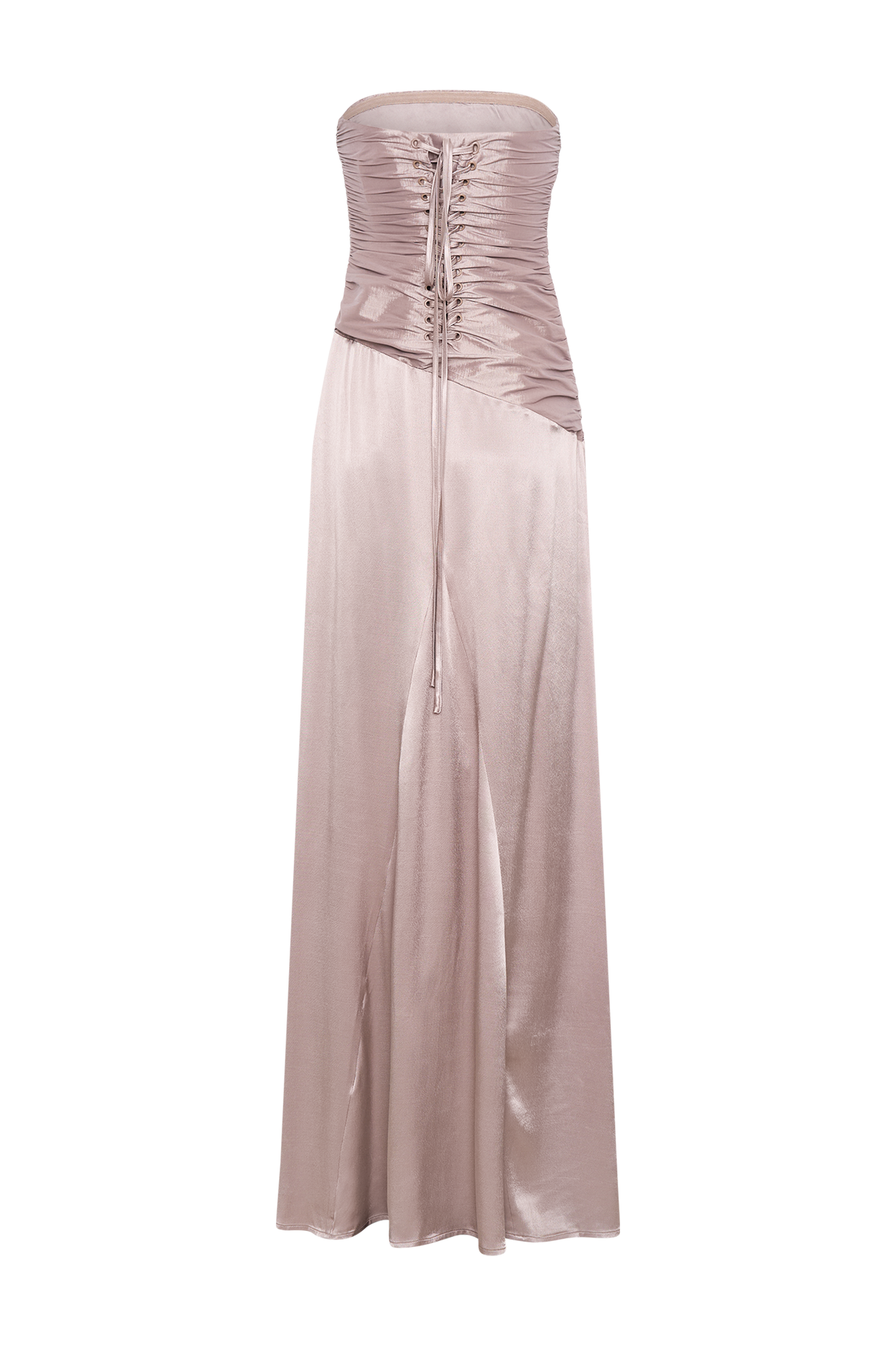 Serena Strapless Taffeta Maxi Dress - Bronze Taupe