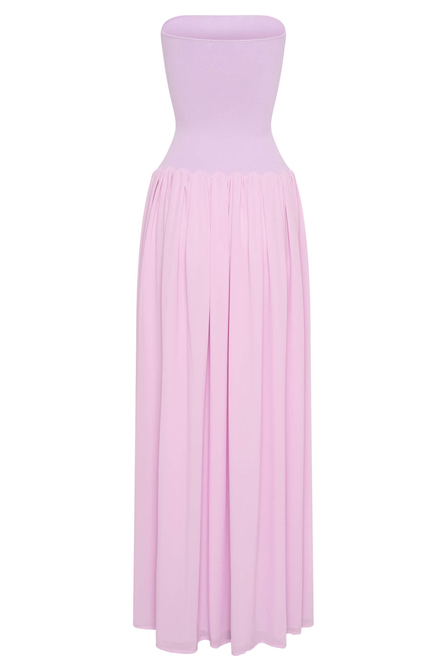 Lyanna Knit And Chiffon Strapless Maxi Dress - Lilac