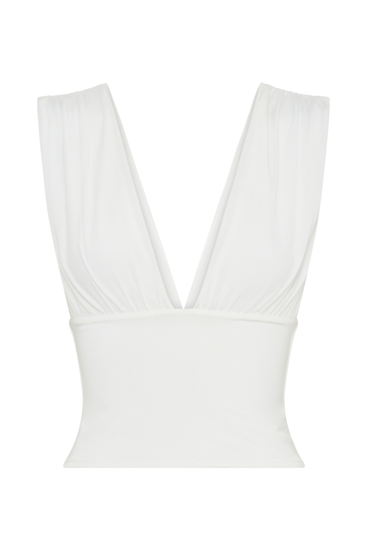 Kerrigan Slinky Ruched Sleeveless Top - White