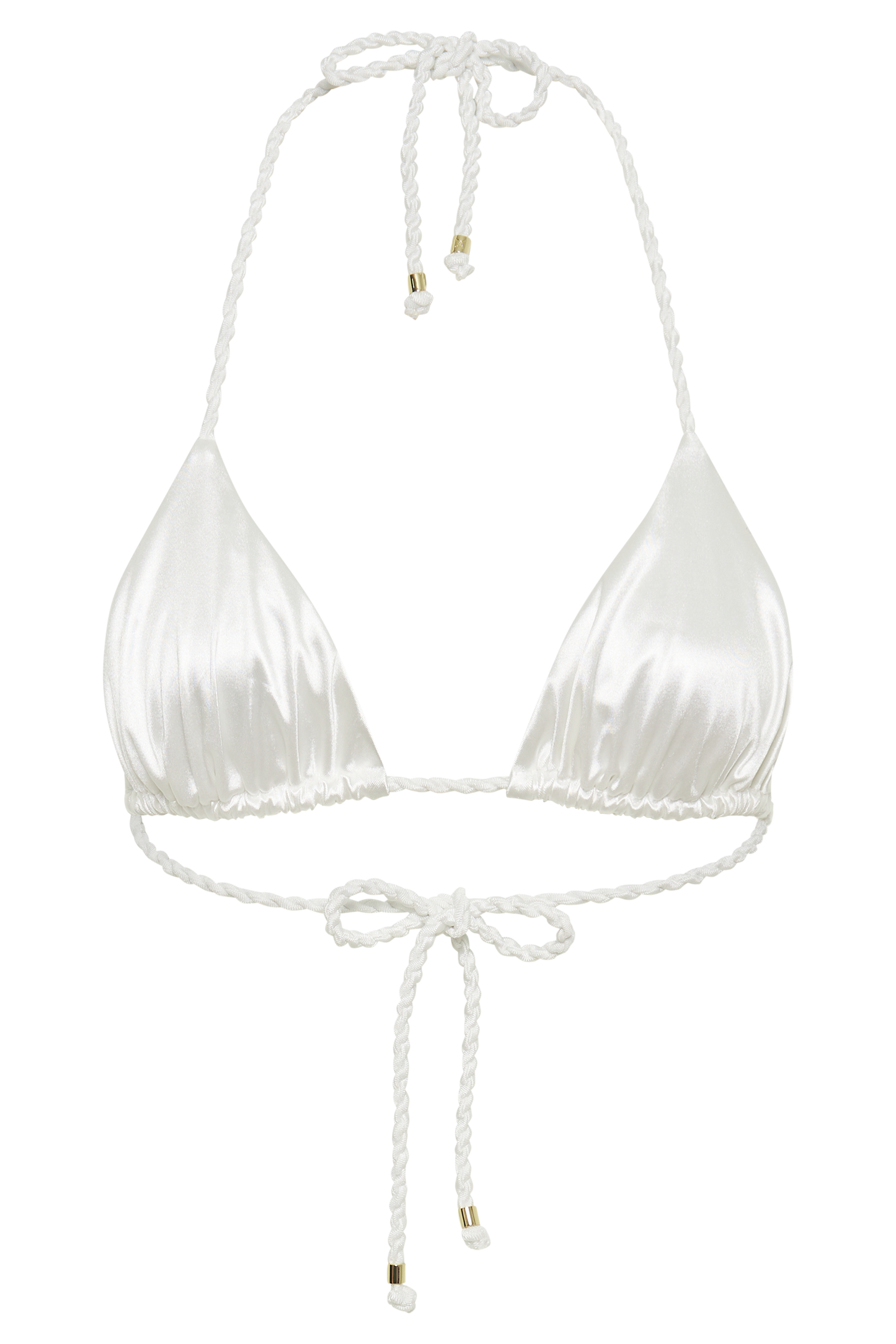 Sachi Triangle Bikini Top With Braided Ties - Ivory