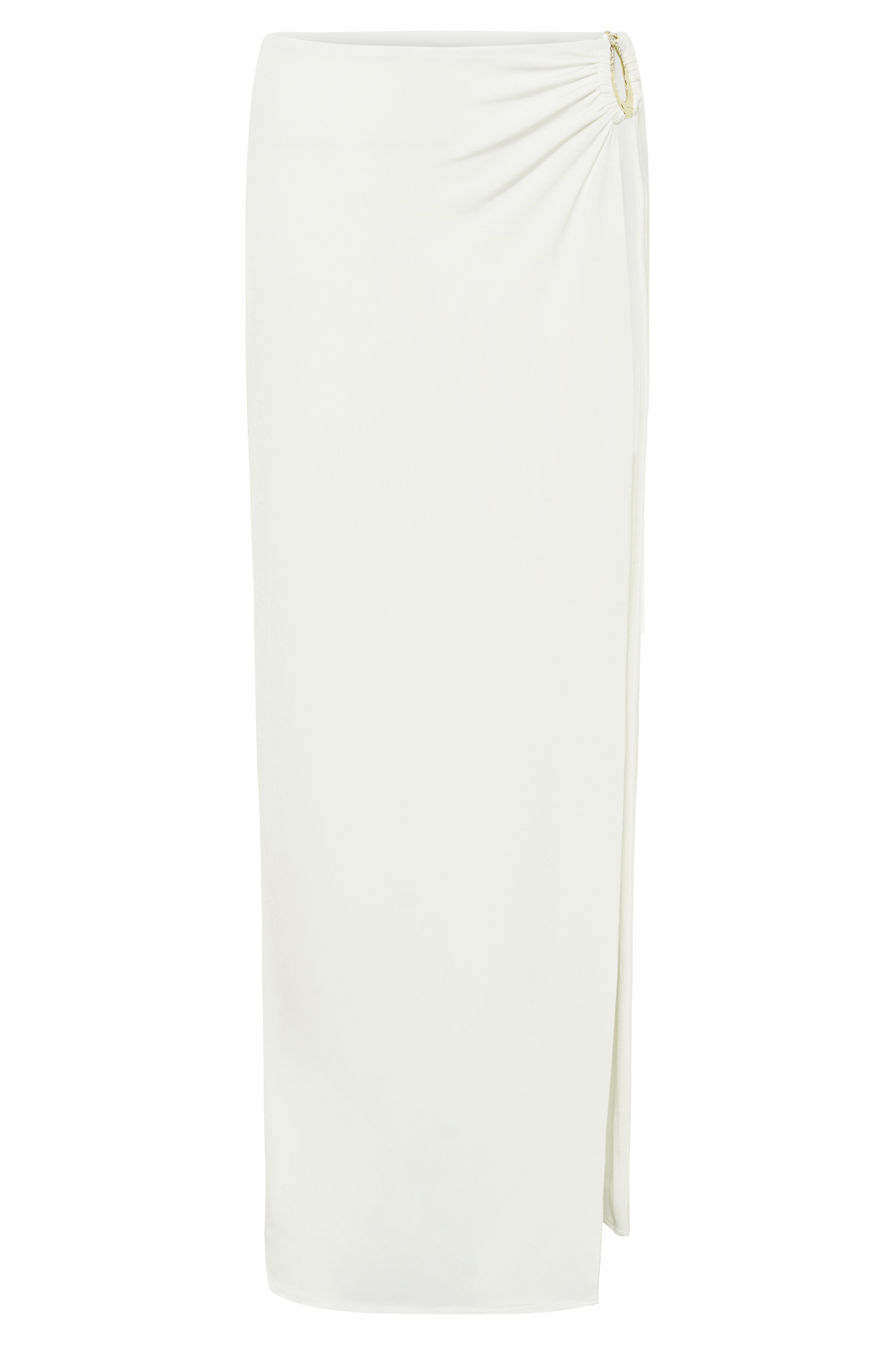 Suri Slinky Maxi Skirt With Gold Hardware - White