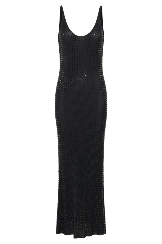 Pam Square Diamante Maxi Dress - Black