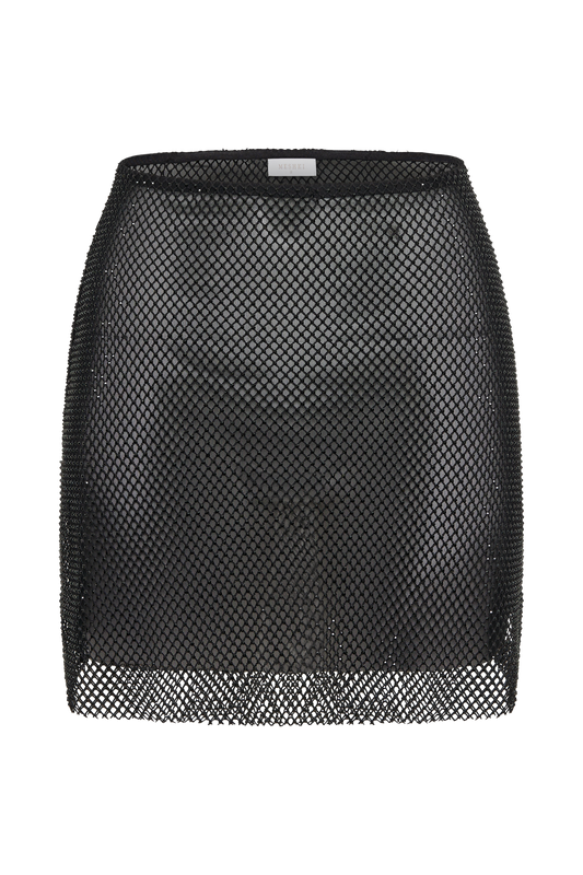 Hilton Diamante Mesh Mini Skirt - Black